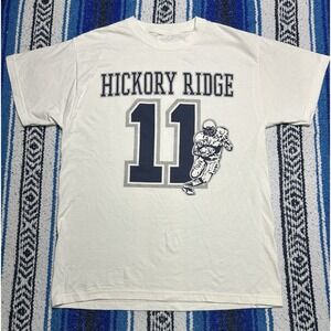 Hickory Ridge #11 Burdette 87 Football T-Shirt Men's Medium White Double Sided
